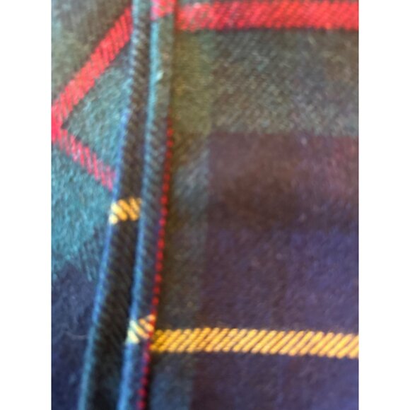 Tartan Plaid Wool Blend Scarf With Fringe Trim Vintage - Picture 2 of 3
